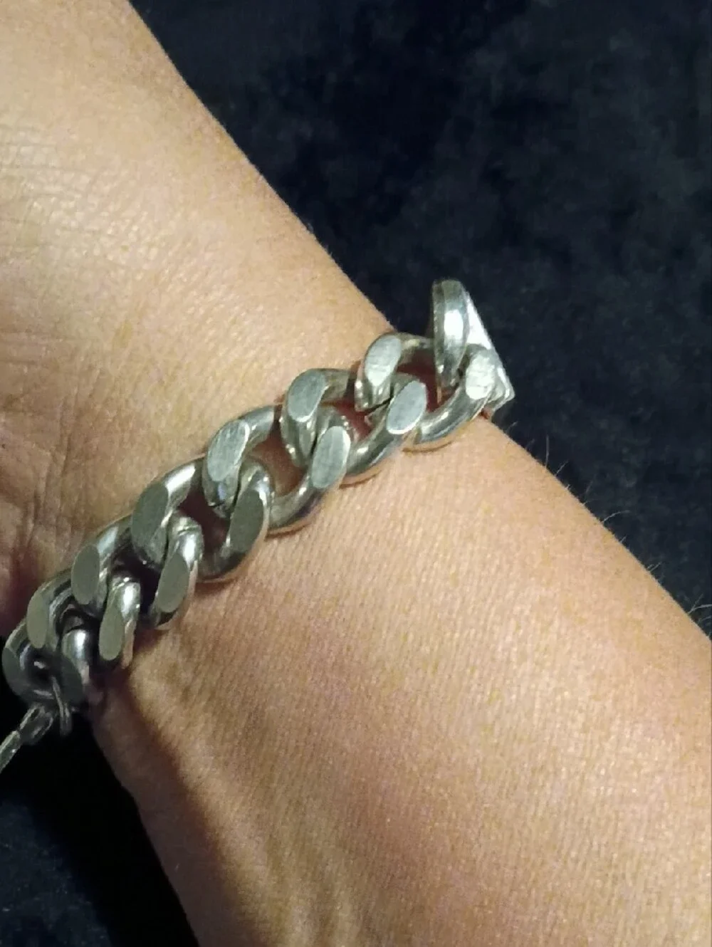 Vintage SWANK Men’s ID Bracelet Silver Tone  Curb Chain Retro